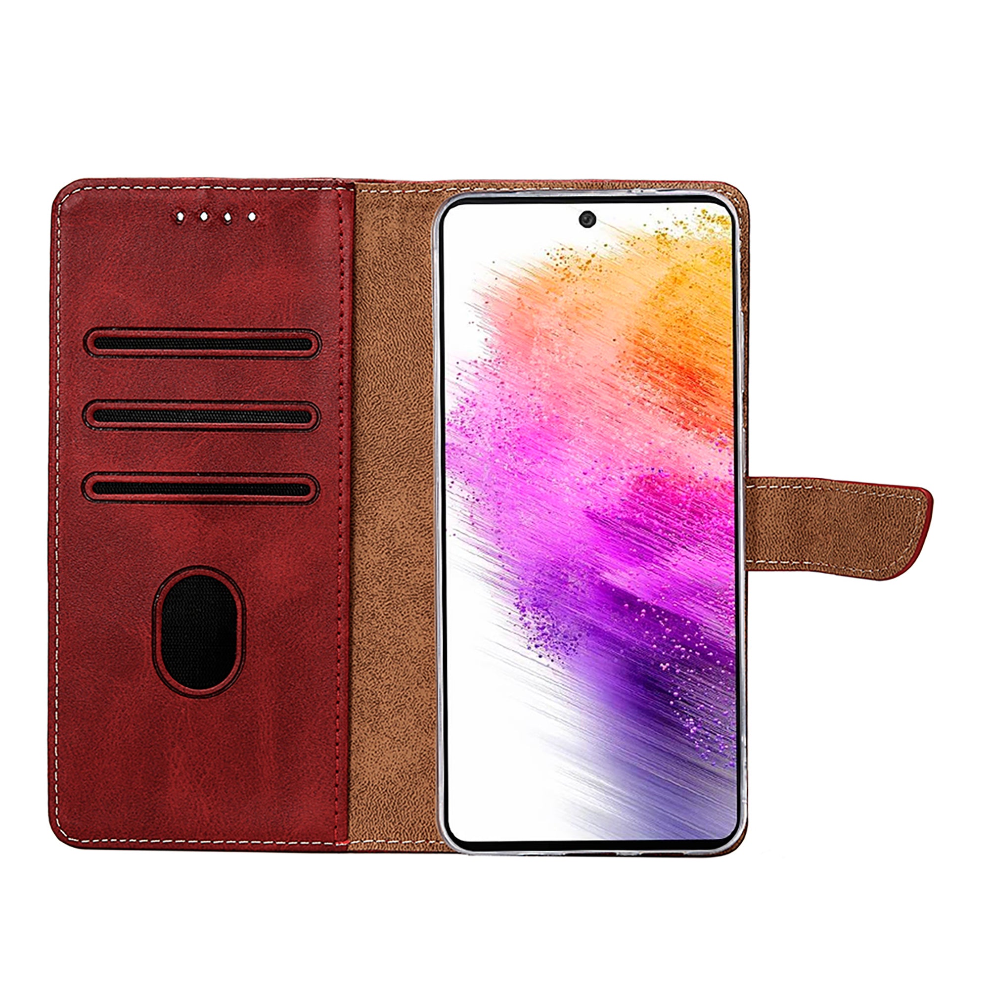 Rixus Bookcase For Samsung Galaxy A56 Dark Red