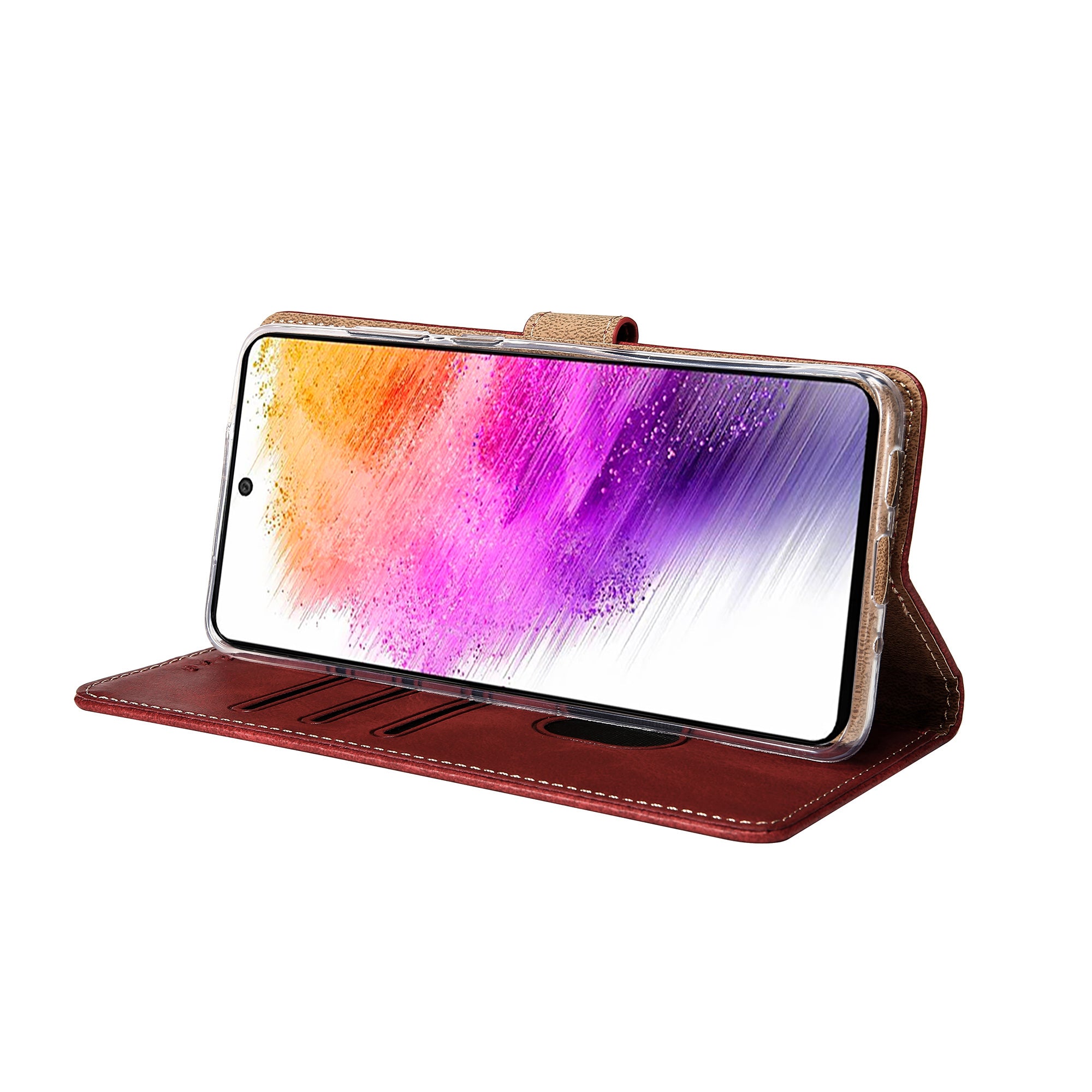 Rixus Bookcase For Samsung Galaxy A56 Dark Red