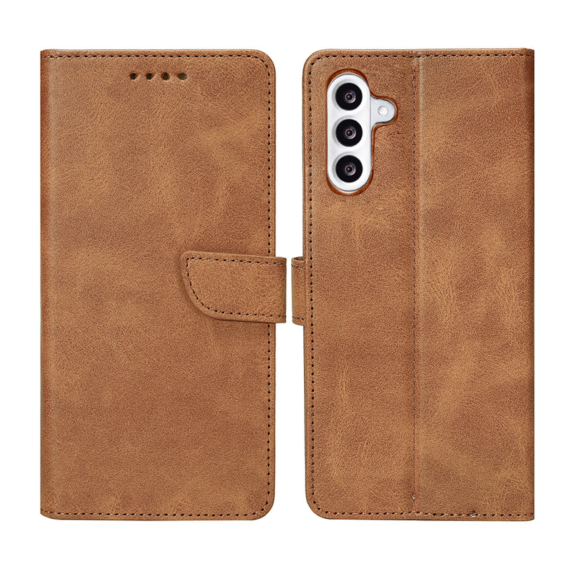 Rixus Bookcase For Samsung Galaxy A56 A566B Light Brown