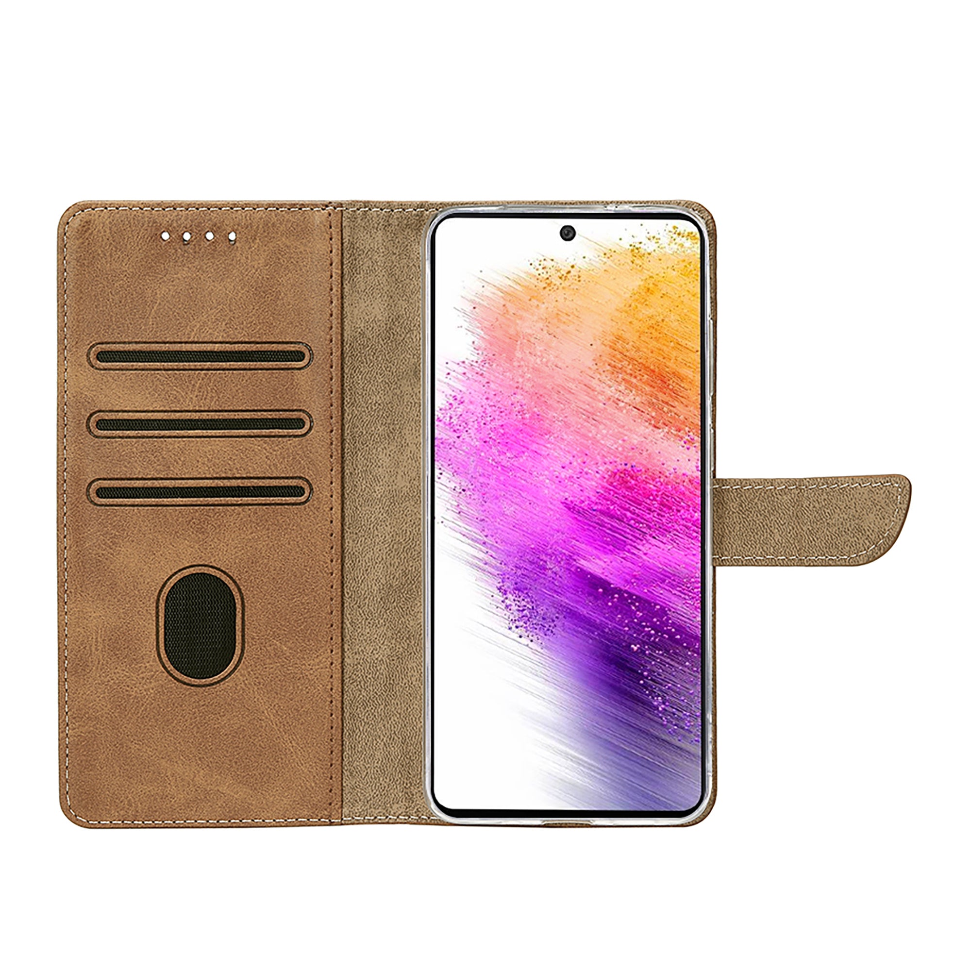 Rixus Bookcase For Samsung Galaxy A56 Light Brown