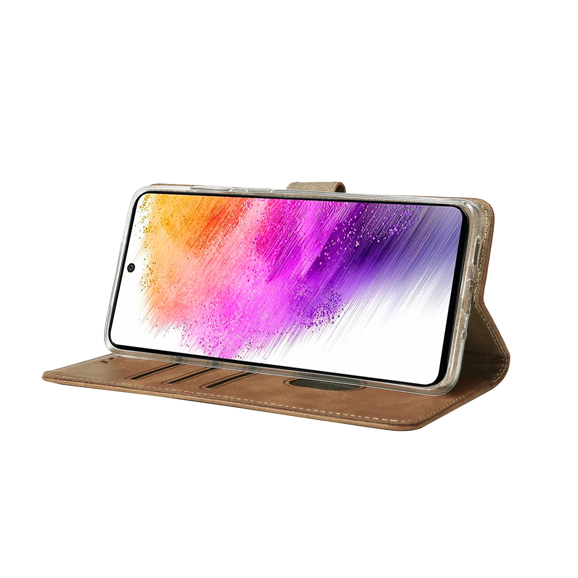Rixus Bookcase For Samsung Galaxy A56 Light Brown