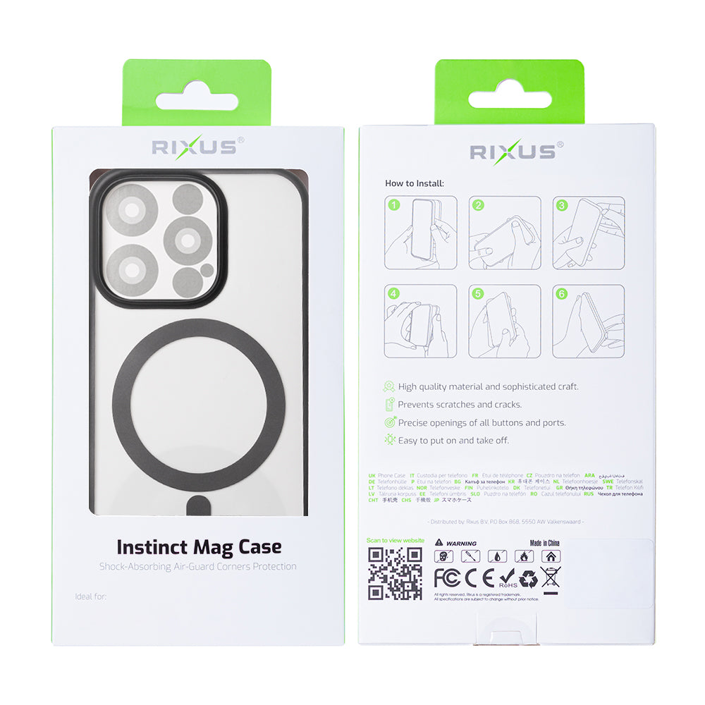 Rixus Instinct Mag Case For Apple iPhone 15 Pro Max Black