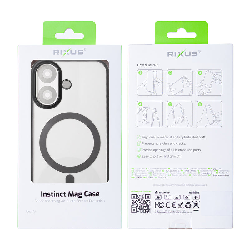 Rixus Instinct Mag Case For iPhone 16 Plus Black