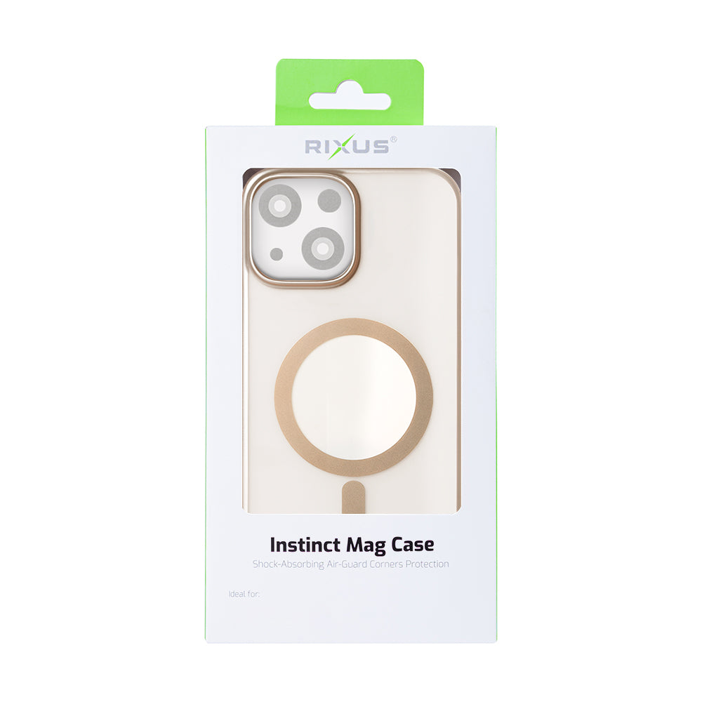 Rixus Instinct Mag Case For Apple iPhone 13, 14 Desert Titanium
