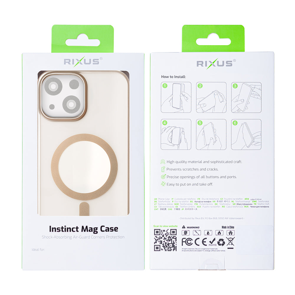 Rixus Instinct Mag Case For Apple iPhone 13, 14 Desert Titanium