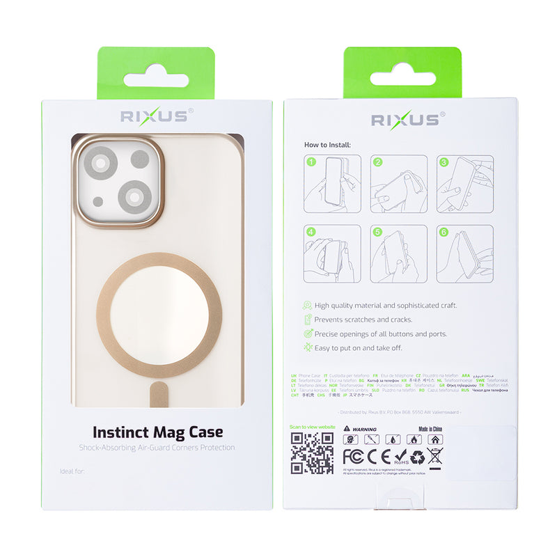 Rixus Instinct Mag Case For Apple iPhone 13, 14 Desert Titanium