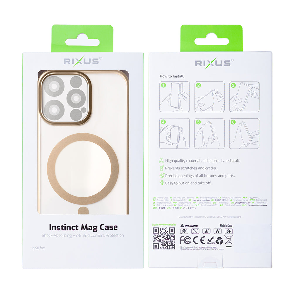 Rixus Instinct Mag Case For Apple iPhone 15 Pro Max Desert Titanium