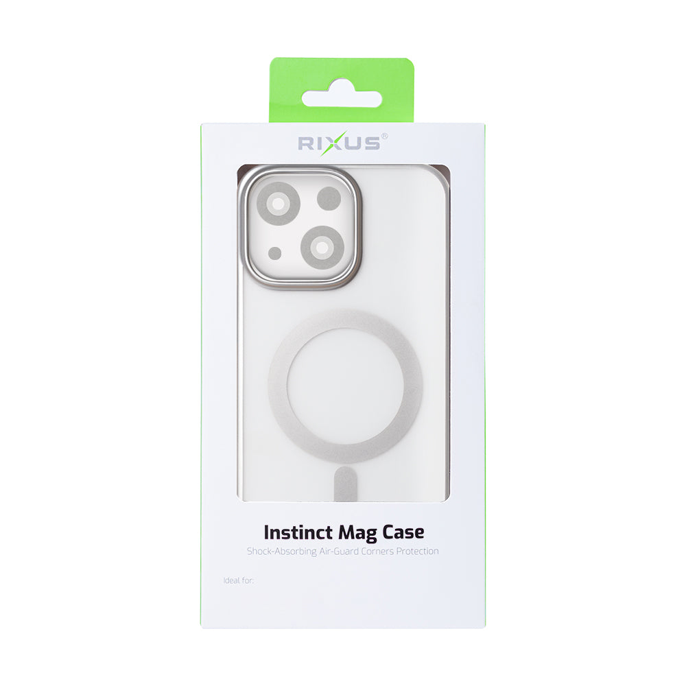 Rixus Instinct Mag Case For Apple iPhone 13, 14 Silver