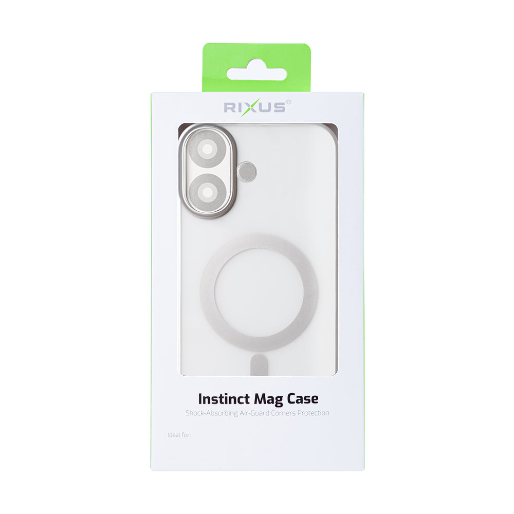 Rixus Instinct Mag Case For Apple iPhone 16 Silver