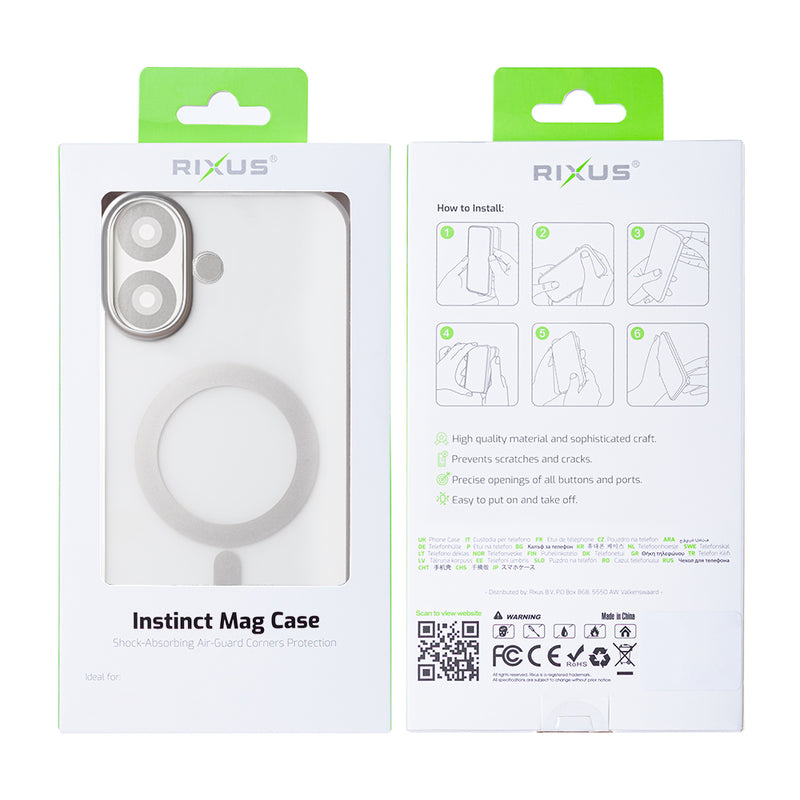 Rixus Instinct Mag Case For iPhone 16 Silver