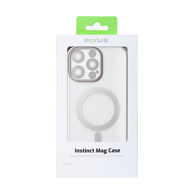 Rixus Instinct Mag Case For iPhone 16 Pro Max Silver