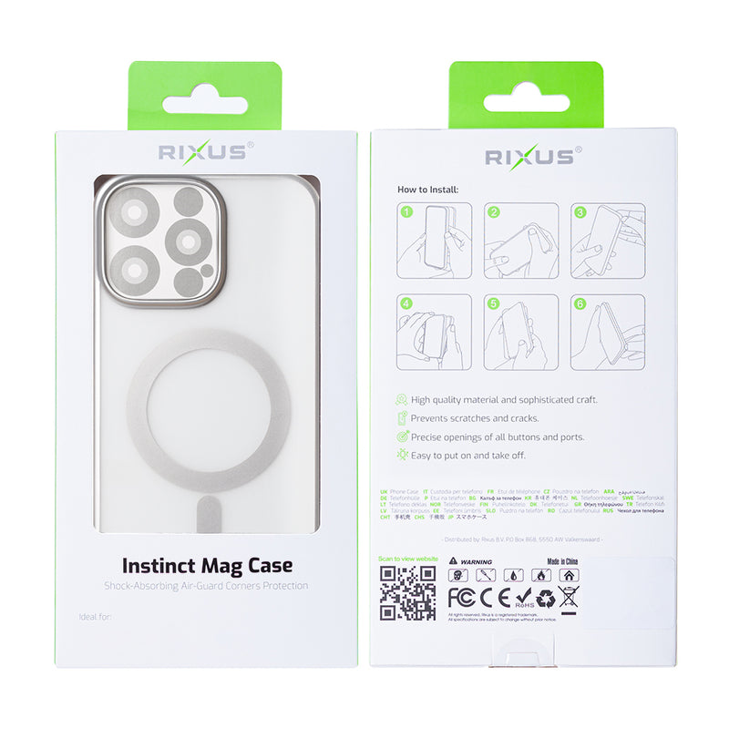 Rixus Instinct Mag Case For iPhone 16 Pro Max Silver