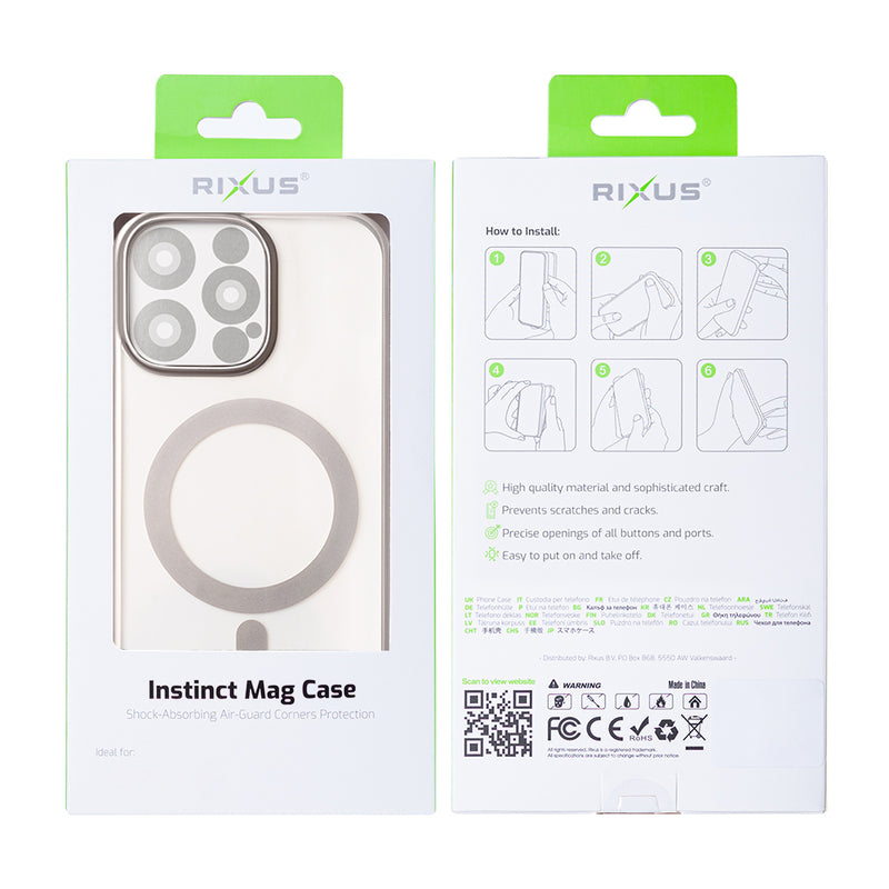 Rixus Instinct Mag Case For iPhone 14 Pro Titanium Grey