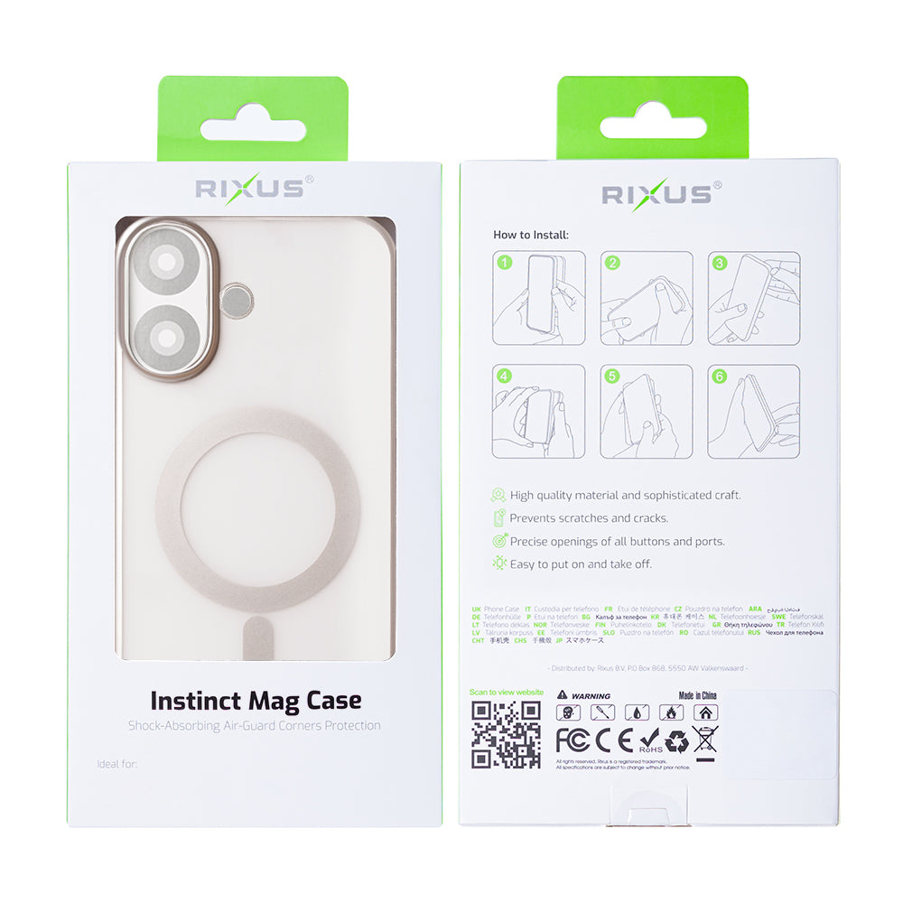 Rixus Instinct Mag Case For Apple iPhone 16 Titanium Grey