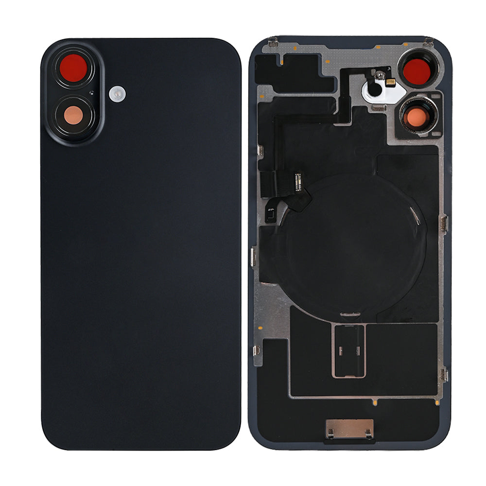 For Apple iPhone 16 Back Glass With NFC, Enlarged Camera Frame Black Compatible