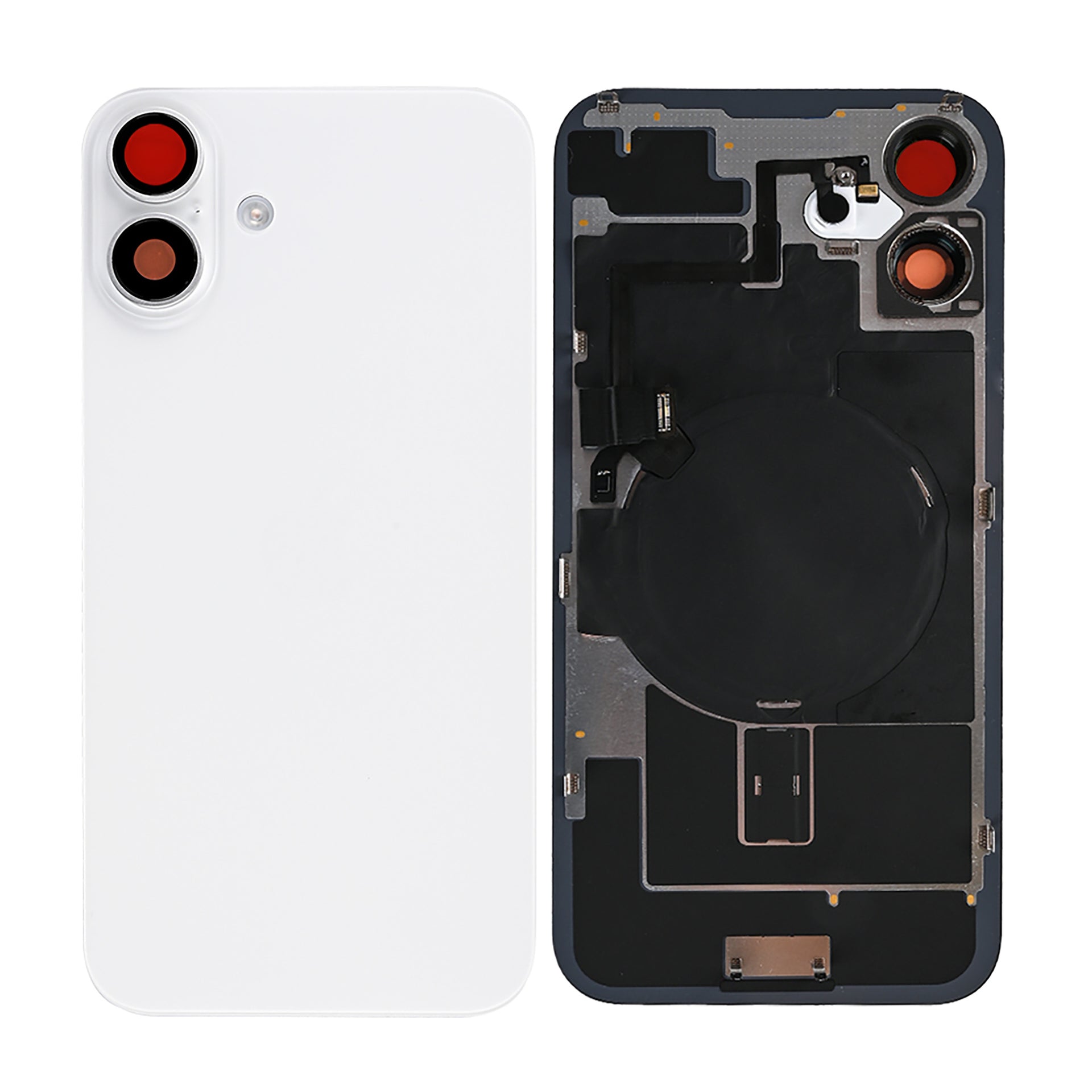 For Apple iPhone 16 Back Glass With NFC, Enlarged Camera Frame White Compatible