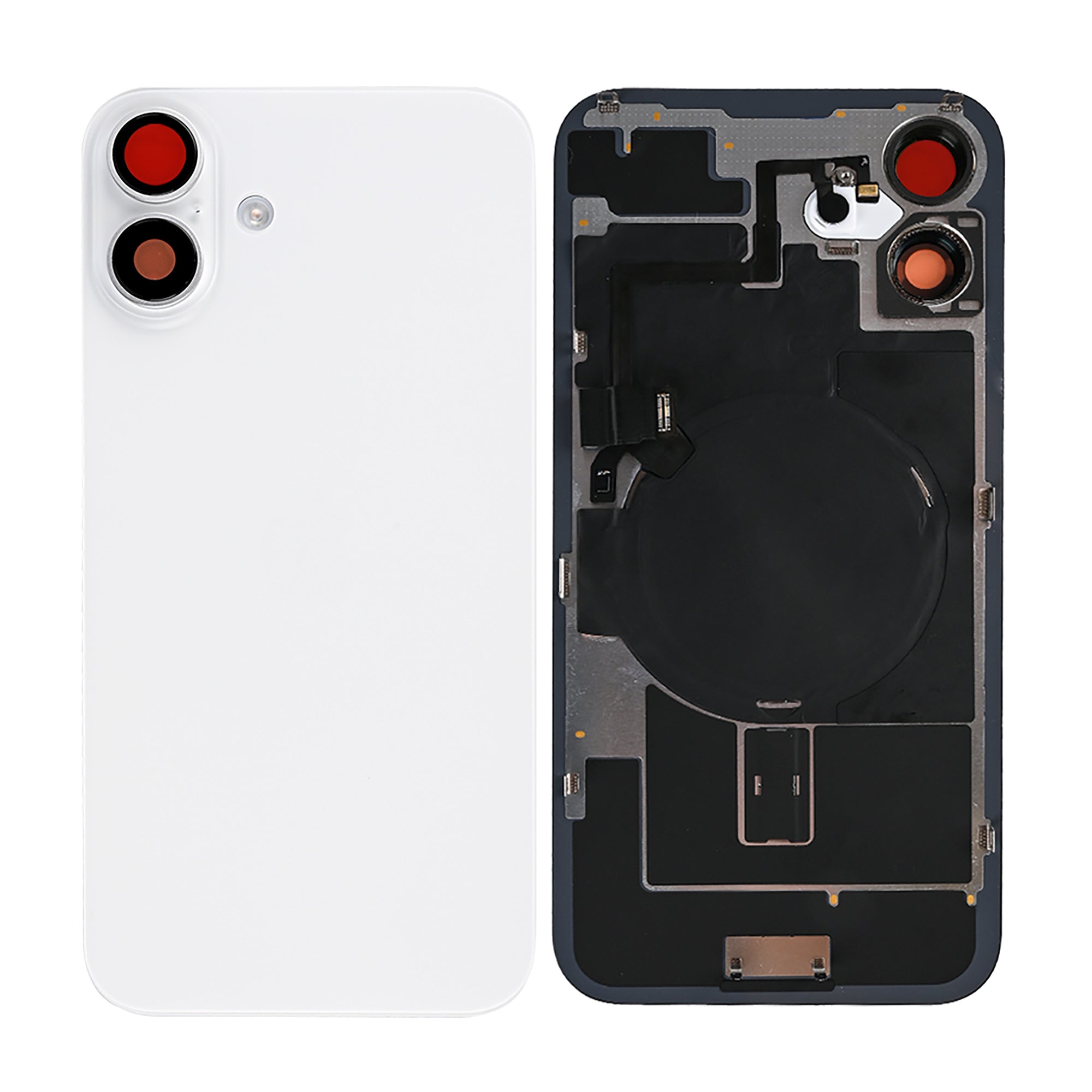 For Apple iPhone 16 Back Glass With NFC, Enlarged Camera Frame White Compatible