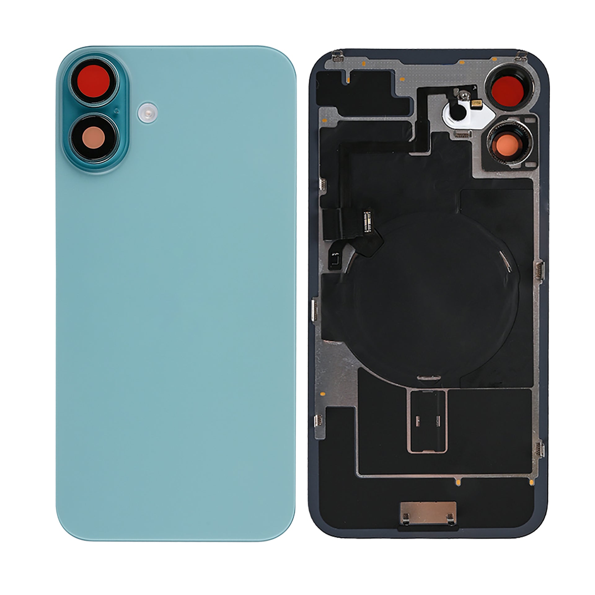 For Apple iPhone 16 Back Glass With NFC, Enlarged Camera Frame Teal Compatible