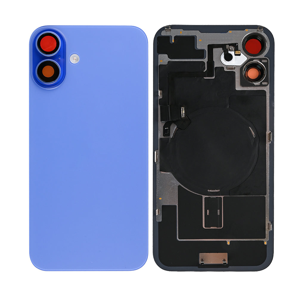 For Apple iPhone 16 Back Glass With NFC, Enlarged Camera Frame Ultramarine Compatible