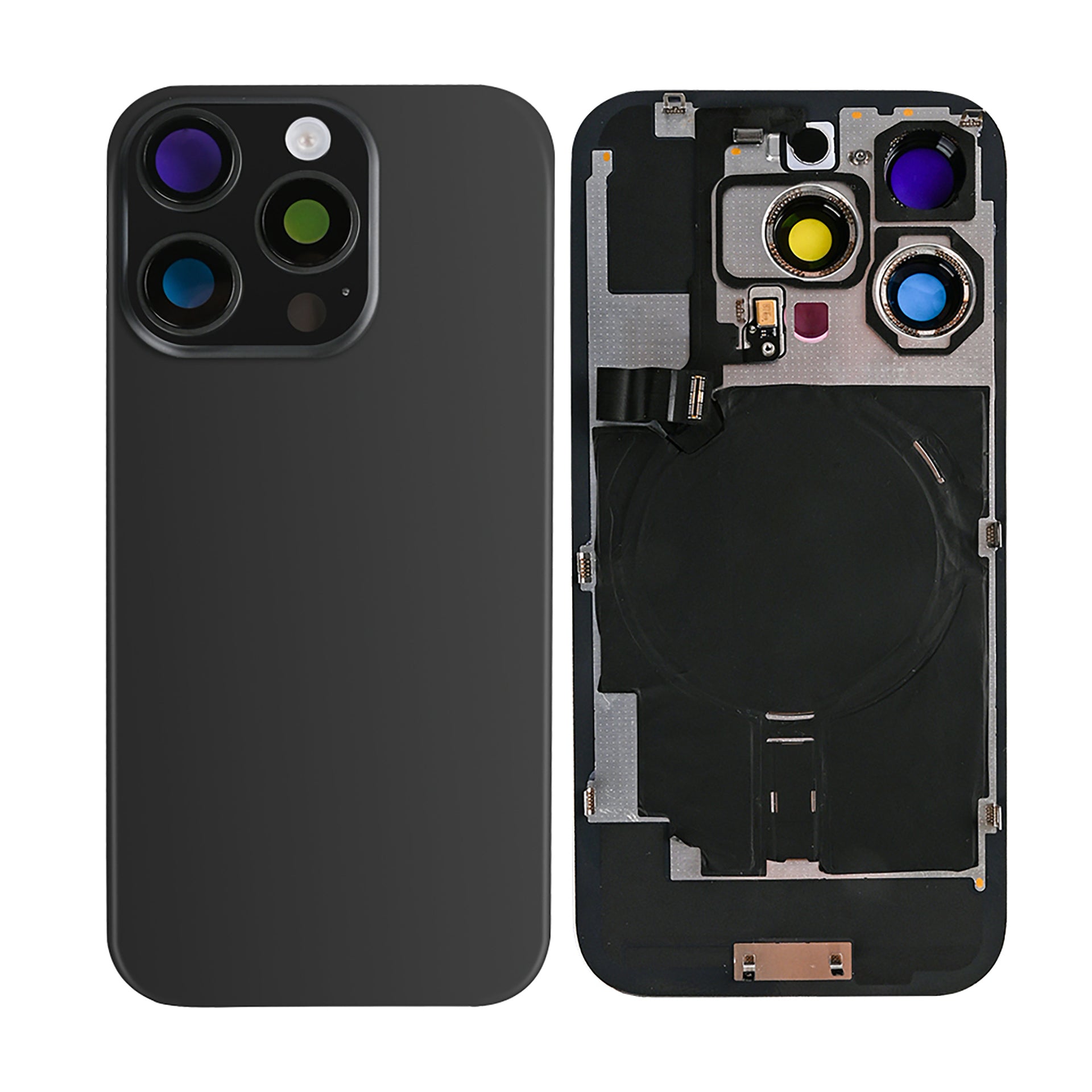For Apple iPhone 16 Pro Back Glass With NFC, Enlarged Camera Frame Black Titanium Compatible