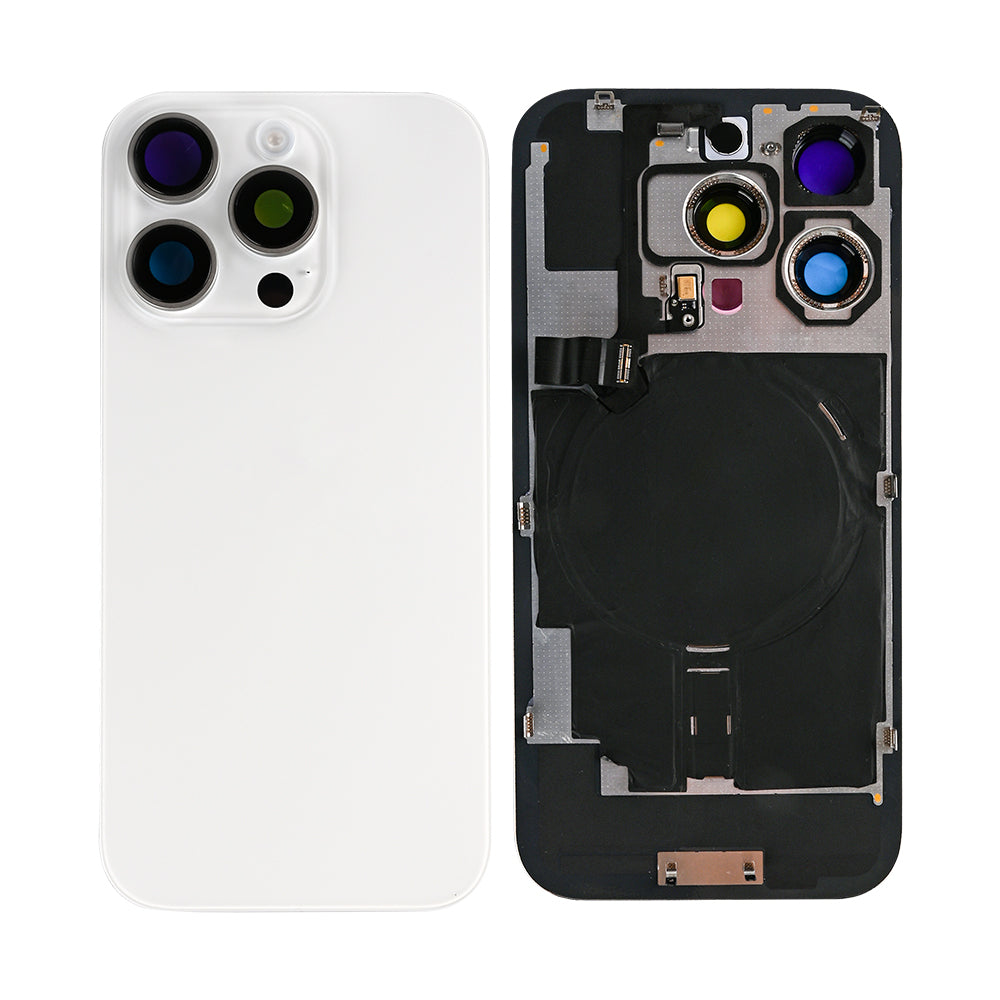 For Apple iPhone 16 Pro Back Glass With NFC, Enlarged Camera Frame White Titanium Compatible