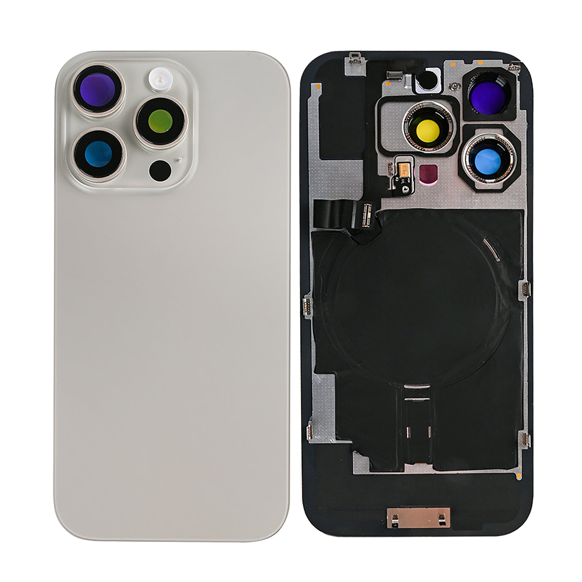 For Apple iPhone 16 Pro Back Glass With NFC, Enlarged Camera Frame Natural Titanium Compatible