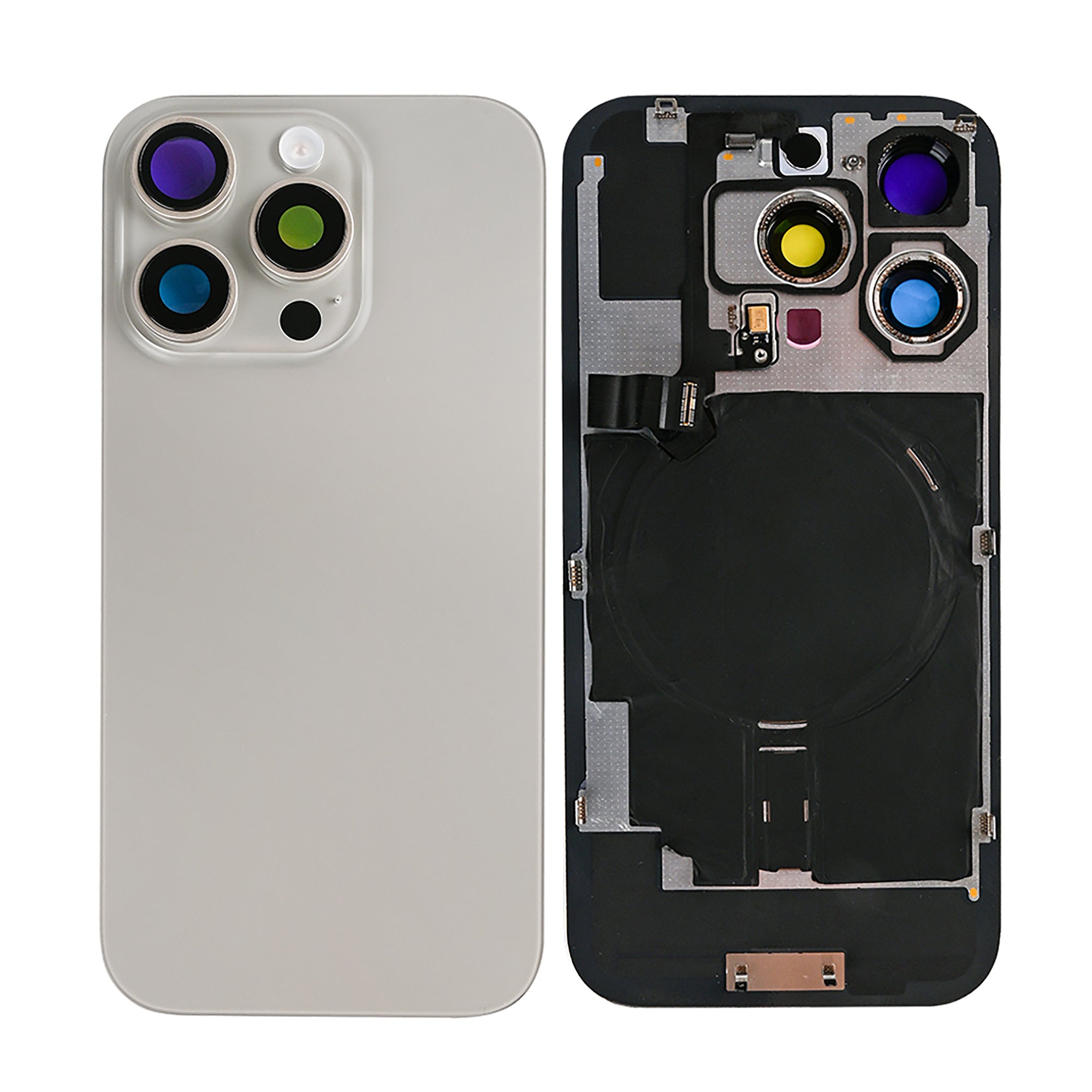 For Apple iPhone 16 Pro Back Glass With NFC, Enlarged Camera Frame Natural Titanium Compatible