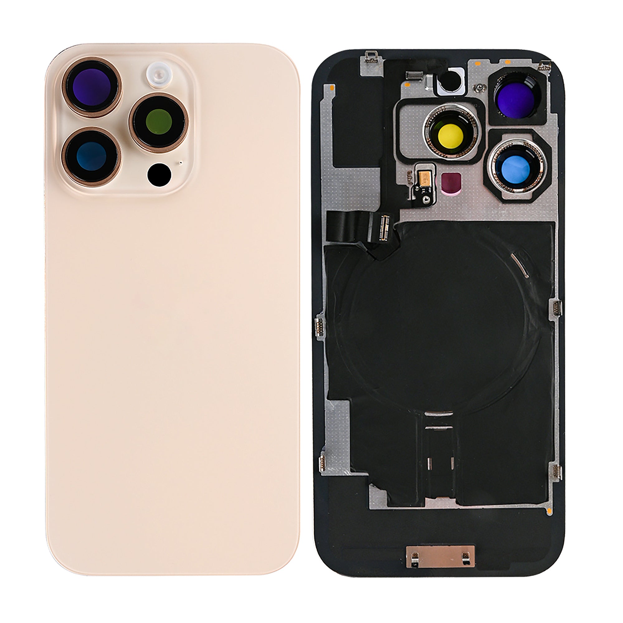 For Apple iPhone 16 Pro Back Glass With NFC, Enlarged Camera Frame Desert Titanium Compatible