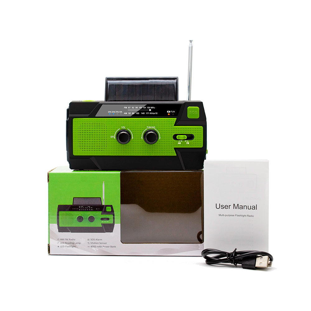Portable Emergency AM/FM Radio Solar Hand Crank 4000mAh