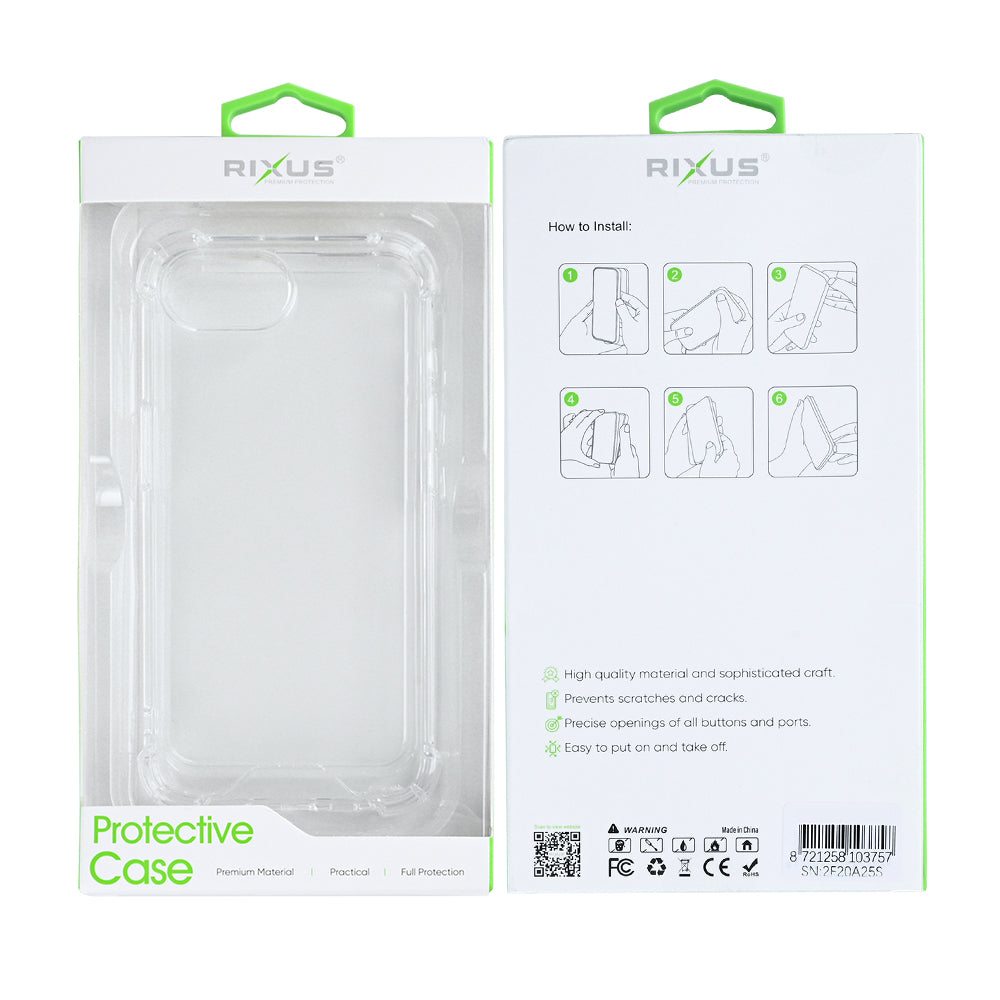Rixus Anti-Burst Case For Apple iPhone 16e, 17e Transparent