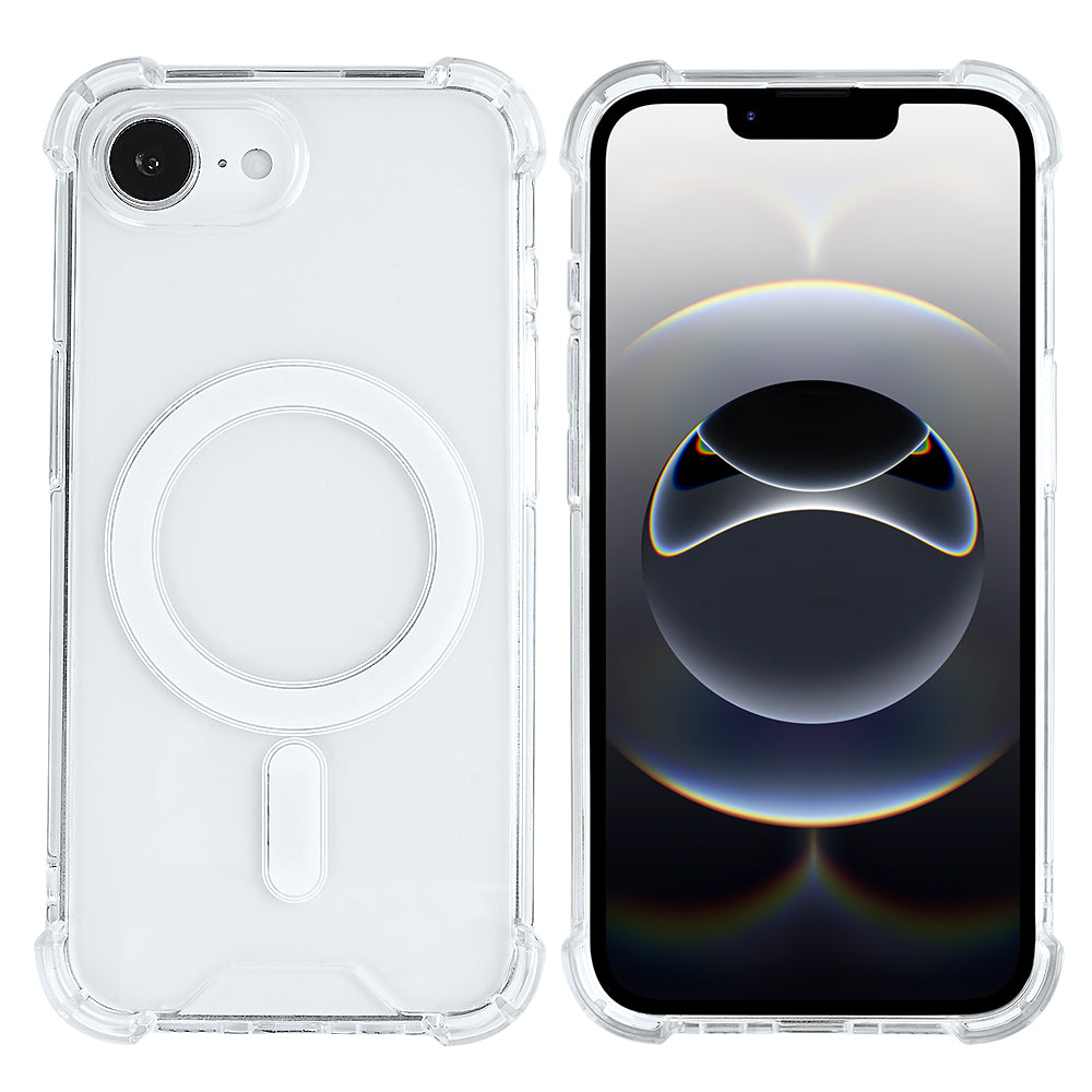 Rixus Anti-Burst Case With MagSafe Compatible For Apple iPhone 16e, 17e Transparent