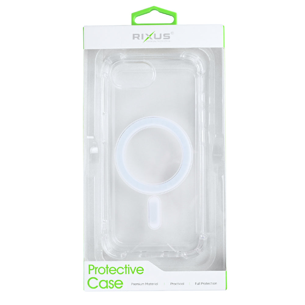 Rixus Anti-Burst Case With MagSafe Compatible For Apple iPhone 16e, 17e Transparent