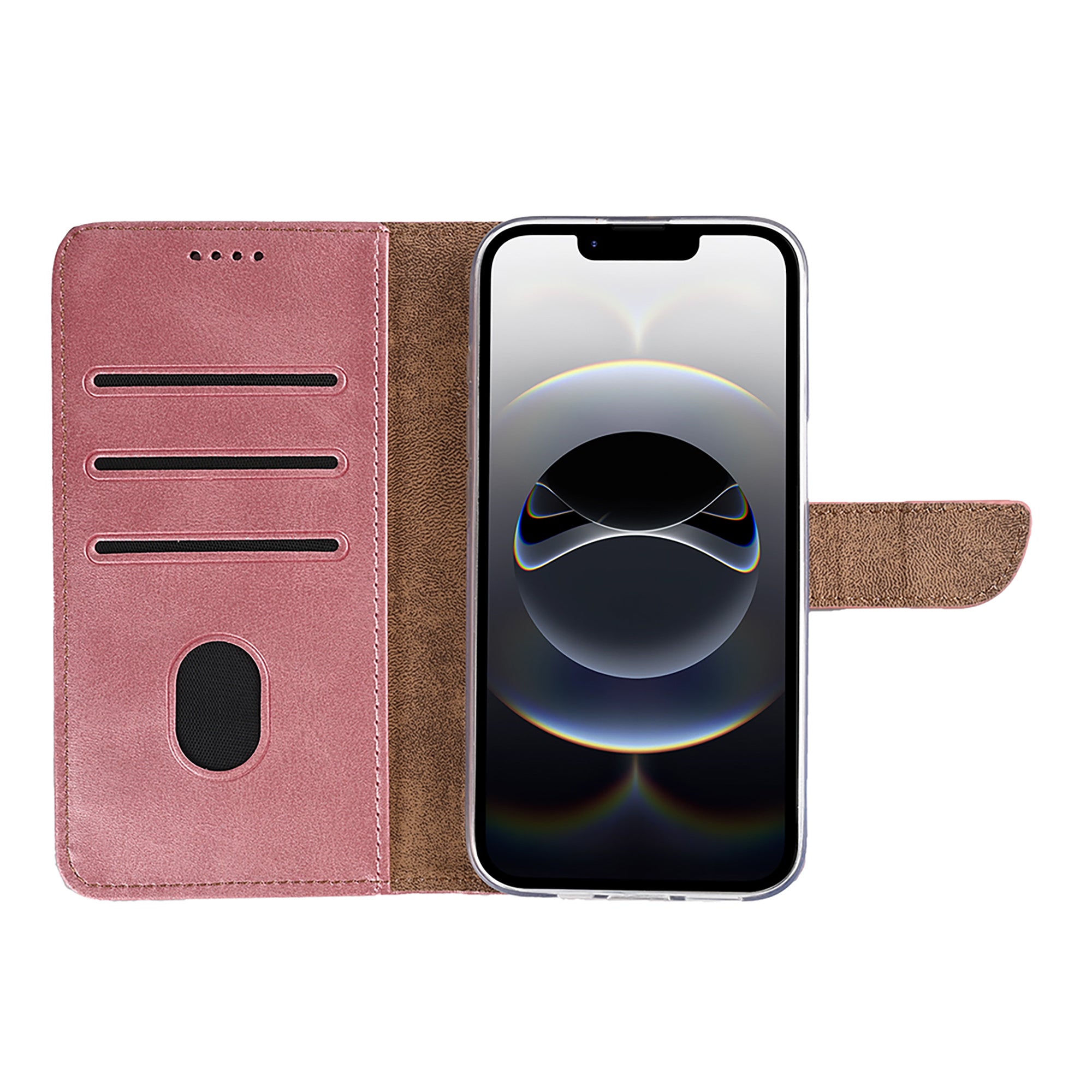 Rixus Bookcase For Apple iPhone 16e, 17e Pink