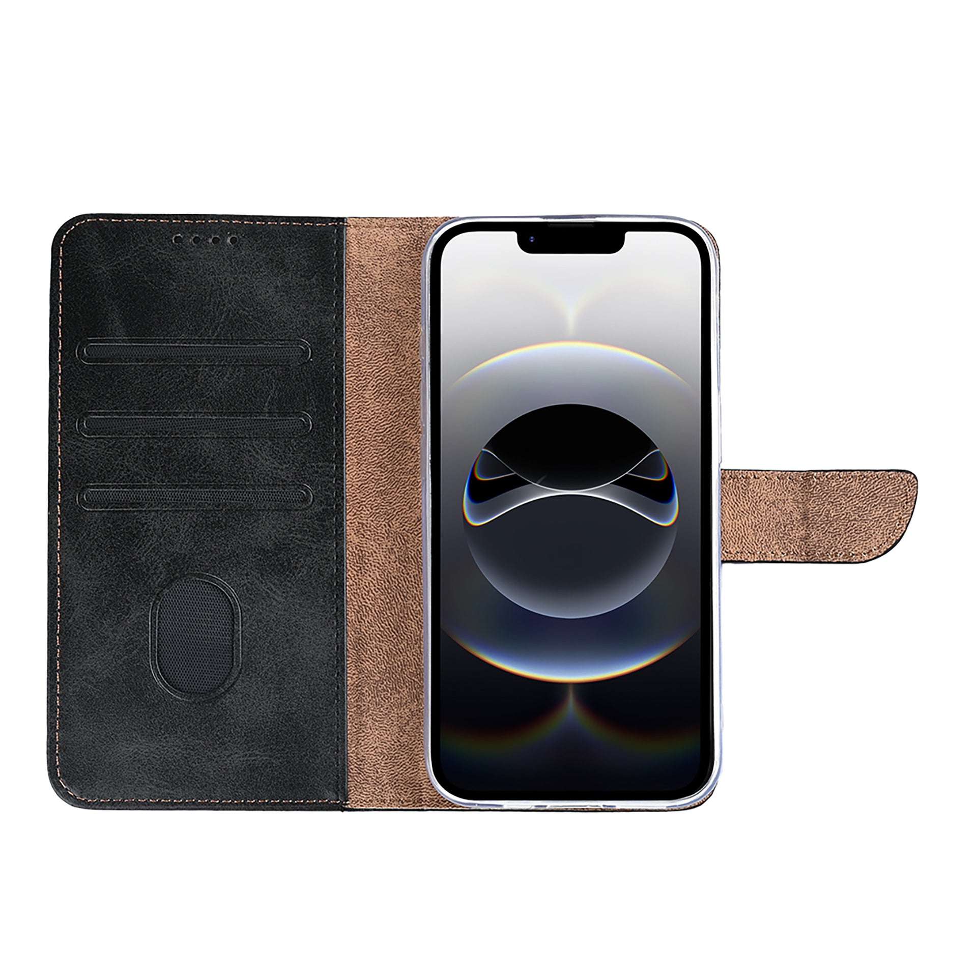 Rixus Bookcase For Apple iPhone 16e, 17e Black