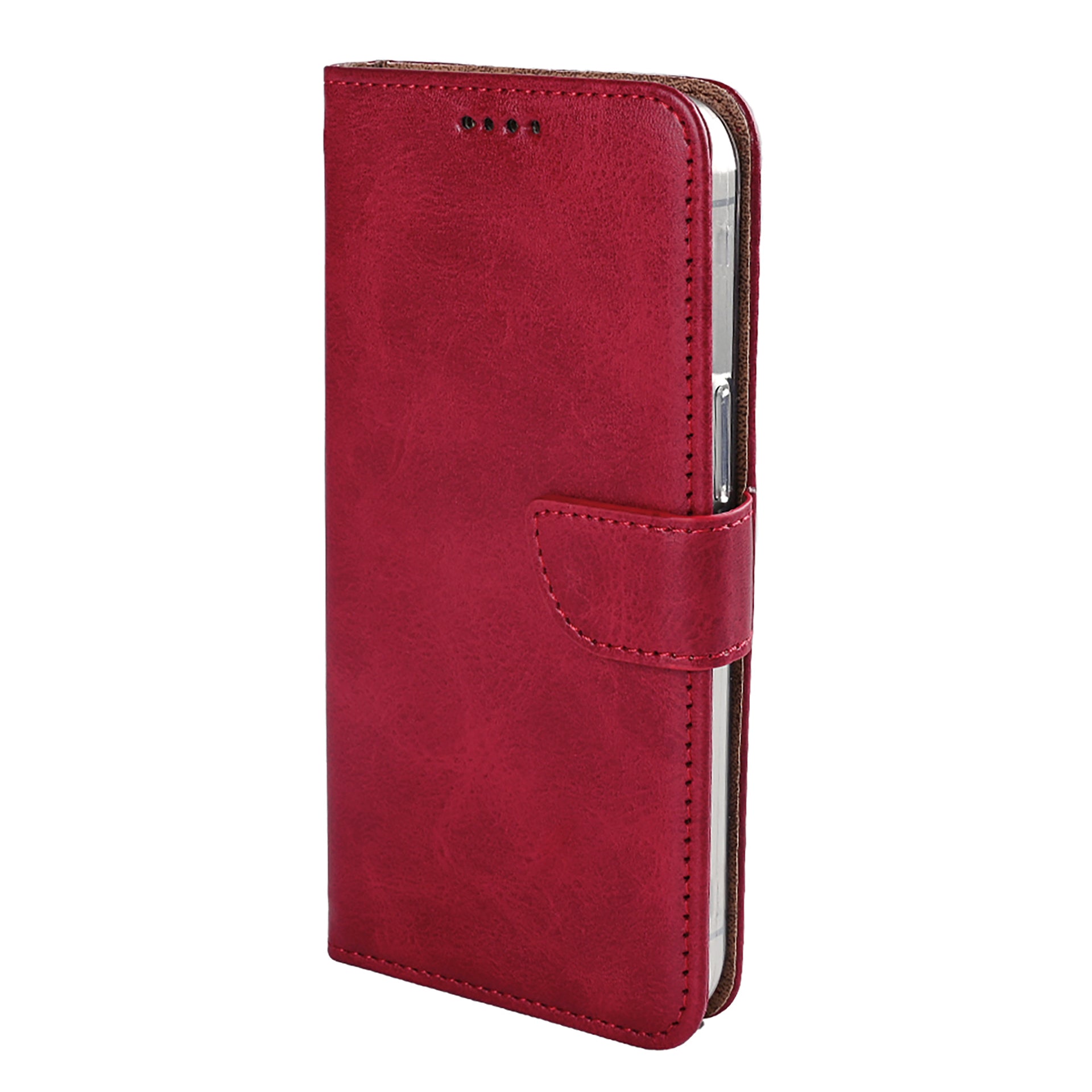 Rixus Bookcase For Apple iPhone 16e, 17e Dark Red