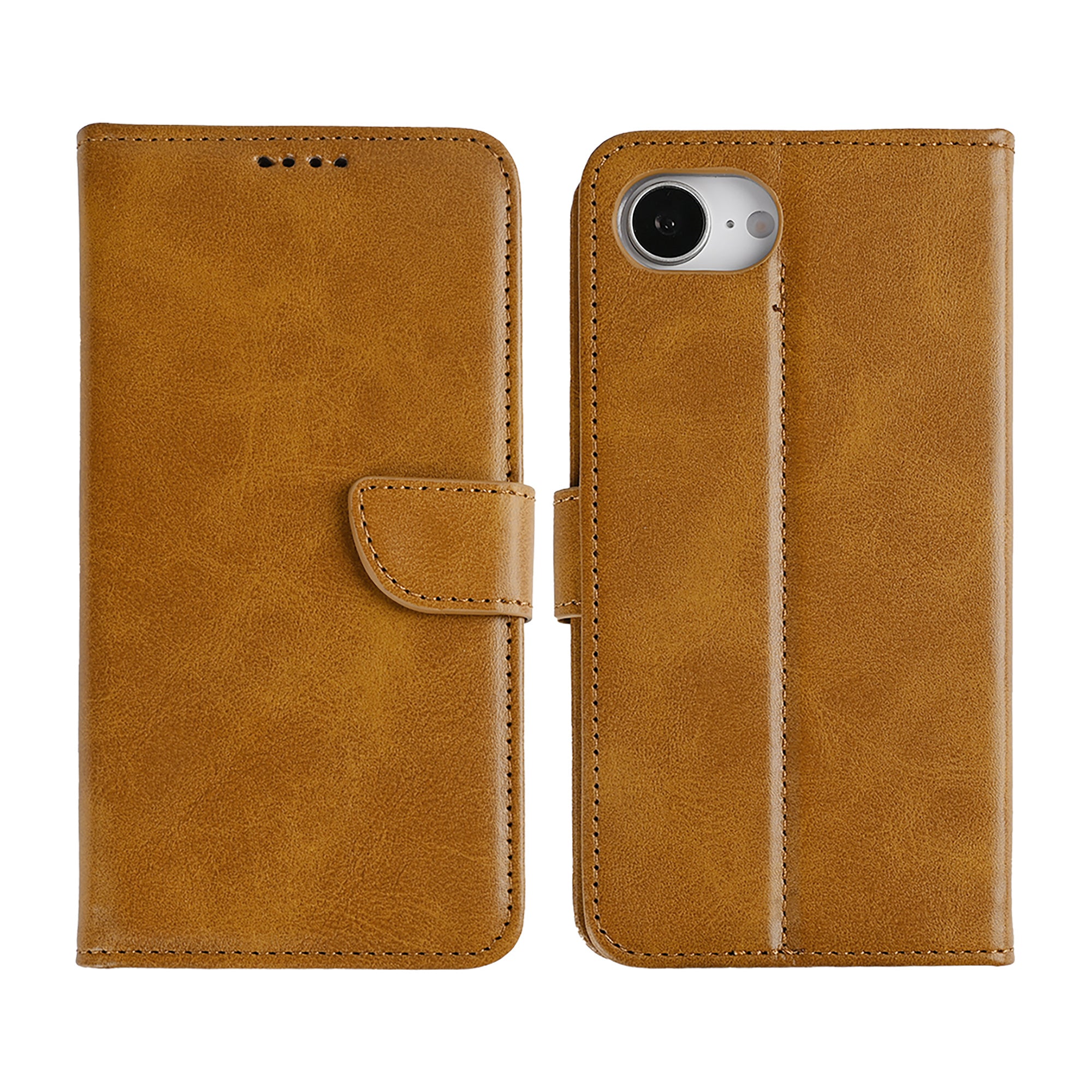 Rixus Bookcase For Apple iPhone 16e, 17e Light Brown