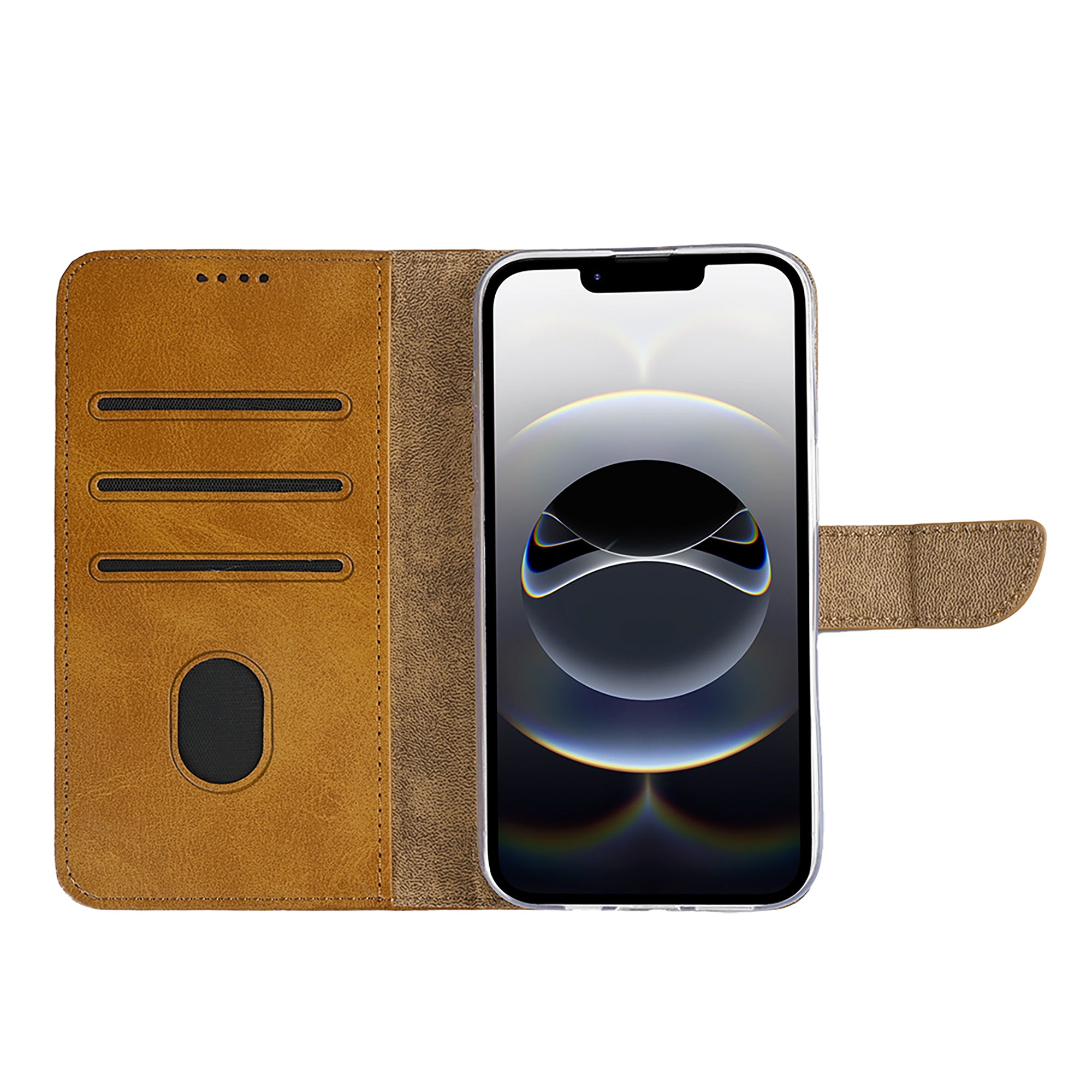 Rixus Bookcase For Apple iPhone 16e, 17e Light Brown