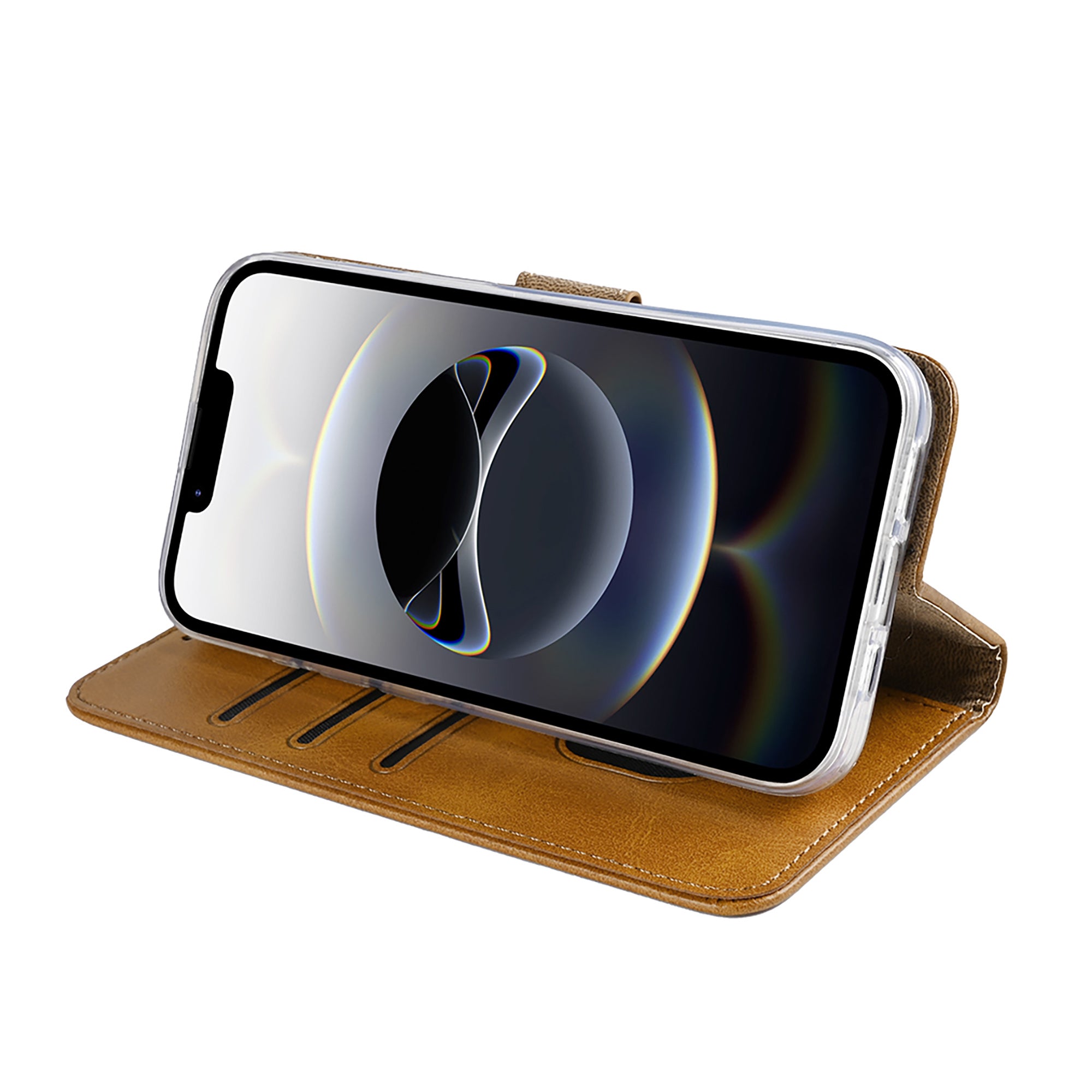 Rixus Bookcase For Apple iPhone 16e, 17e Light Brown
