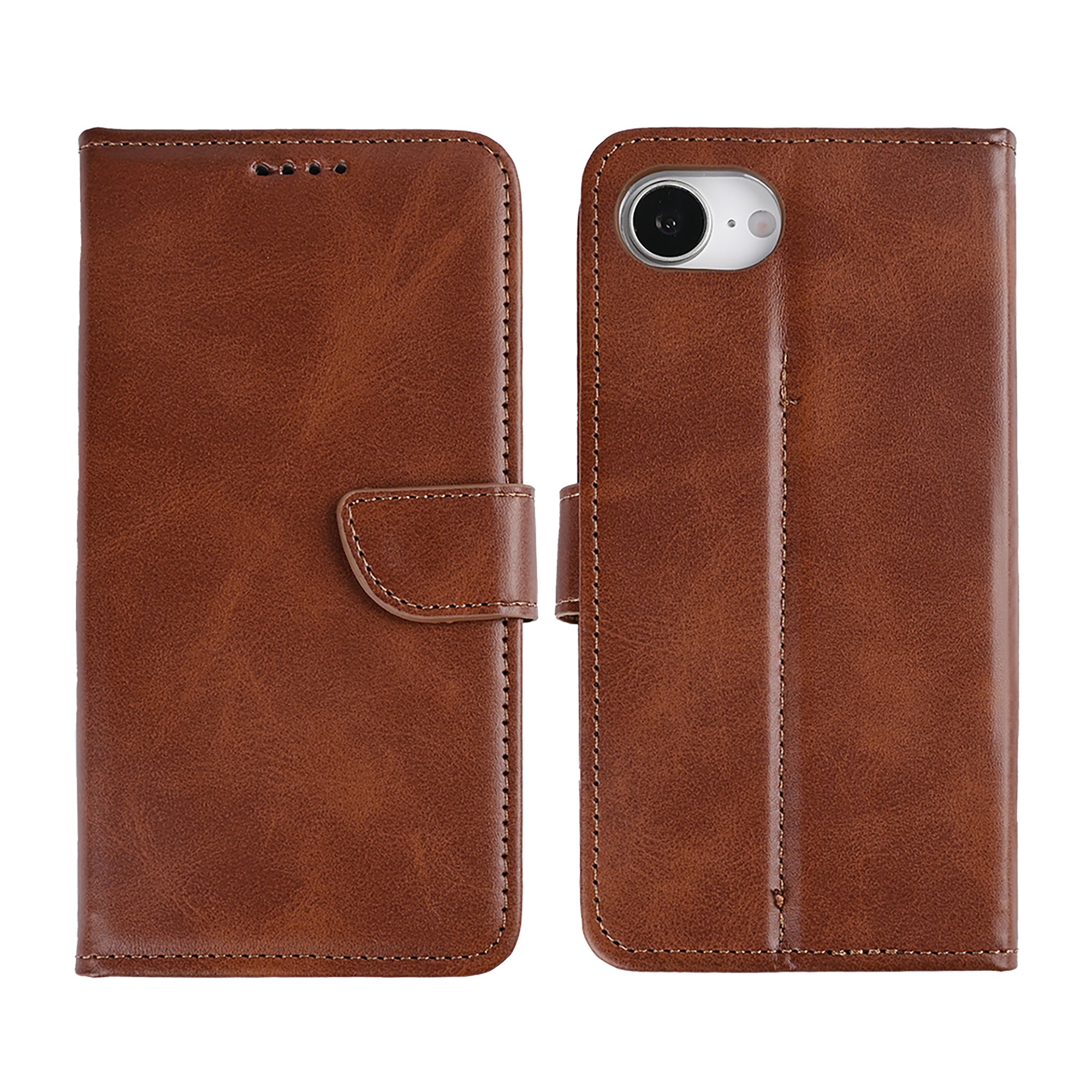 Rixus Bookcase For Apple iPhone 16e, 17e Brown