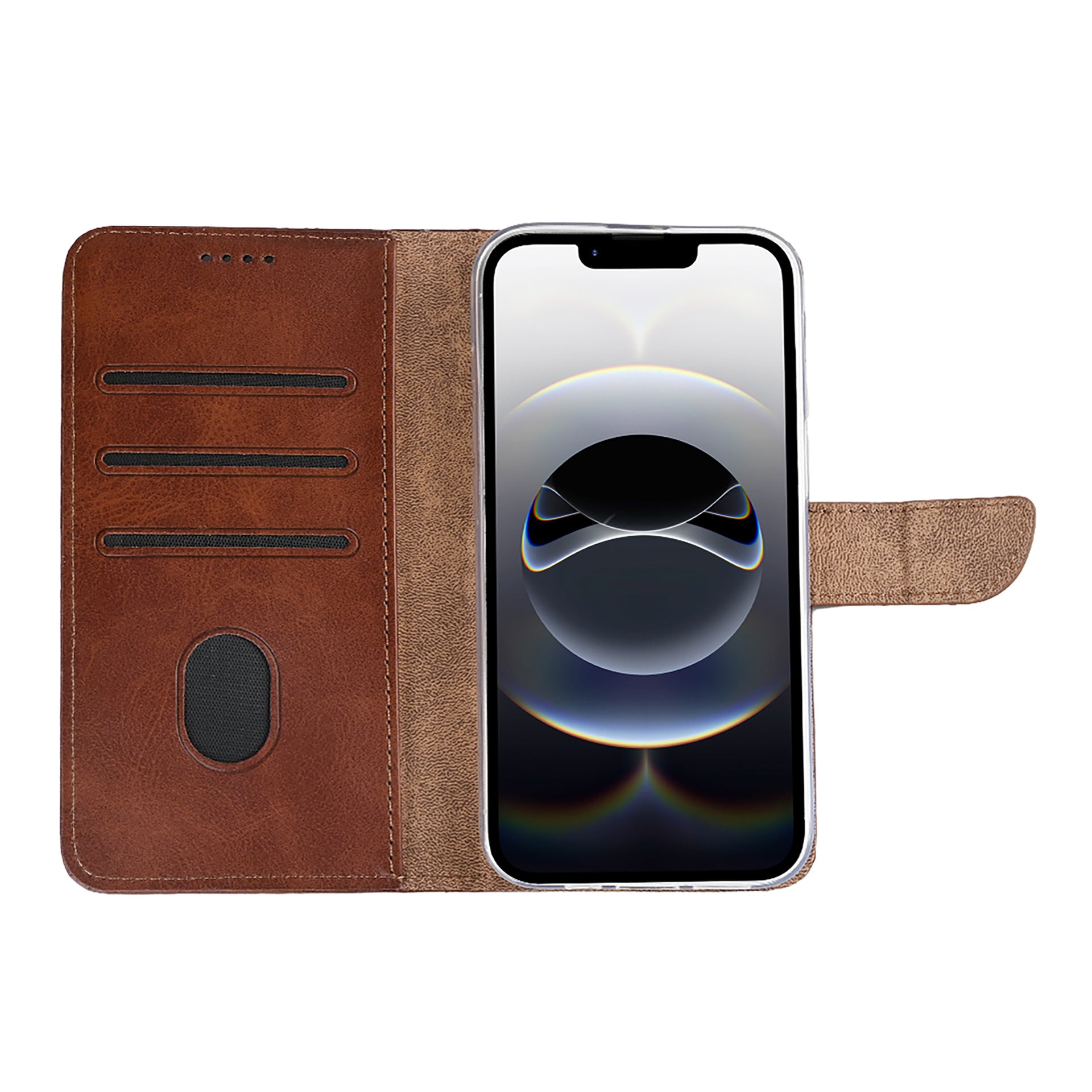 Rixus Bookcase For Apple iPhone 16e, 17e Brown