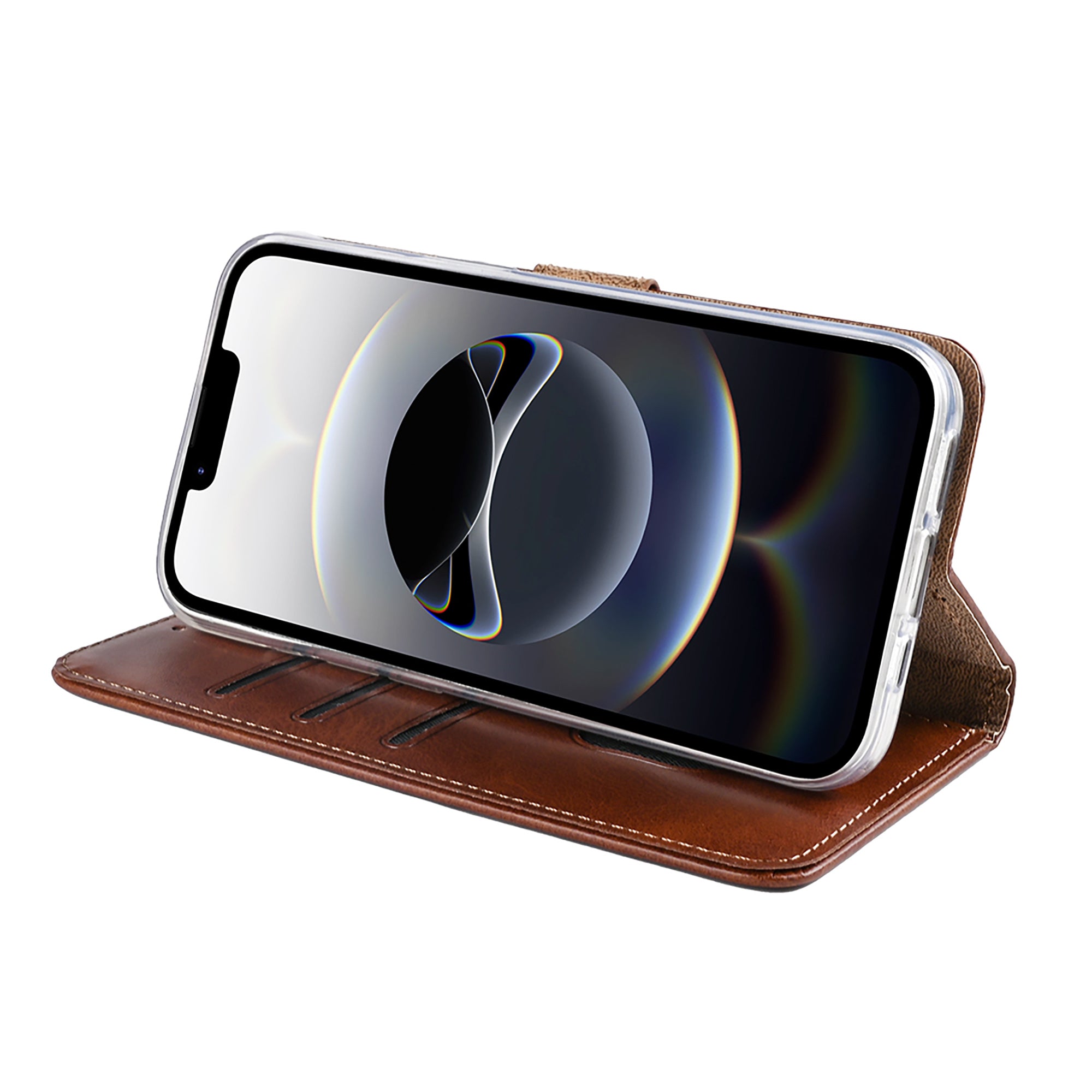 Rixus Bookcase For Apple iPhone 16e, 17e Brown