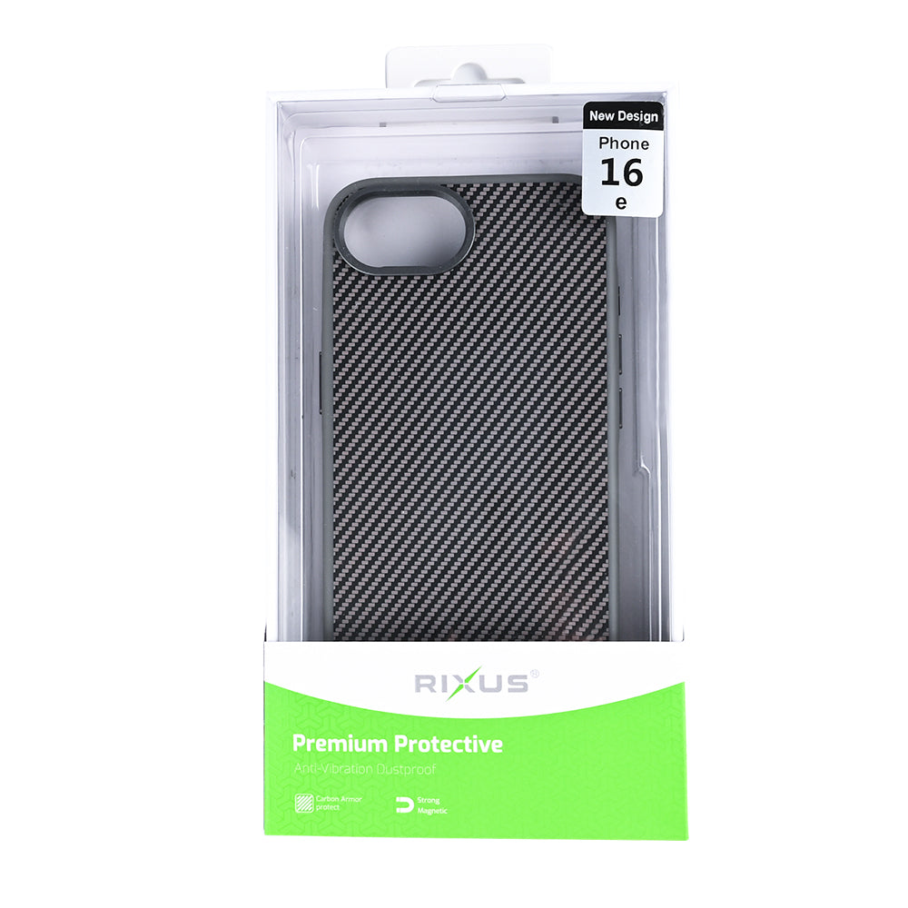 Rixus Mag Carbon With MagSafe Compatible For Apple iPhone 16e, 17e Titanium Grey
