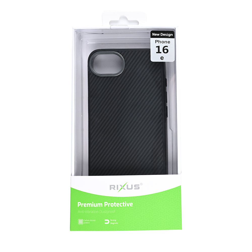 Rixus Mag Carbon With MagSafe Compatible For Apple iPhone 16e, 17e Titanium Black