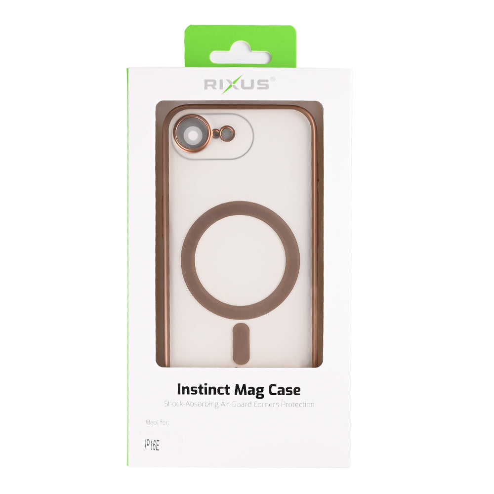 Rixus Instinct Mag Case For Apple iPhone 16e, 17e Desert Titanium