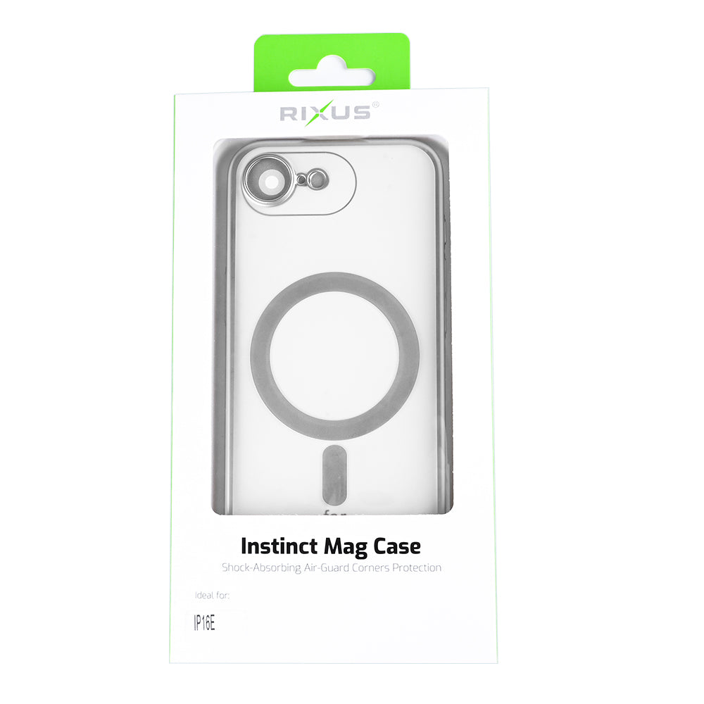 Rixus Instinct Mag Case For Apple iPhone 16e, 17e Silver