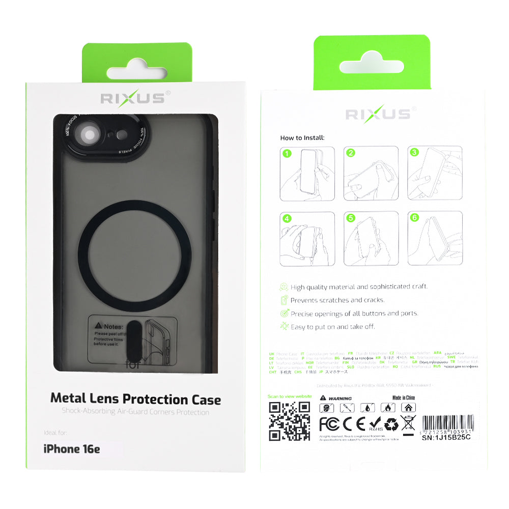 Rixus Classic 04 Case With MagSafe Compatible For Apple iPhone 16e Black