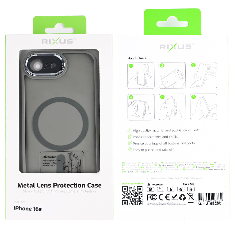 Rixus Classic 04 Case With MagSafe Compatible For Apple iPhone 16e Grey