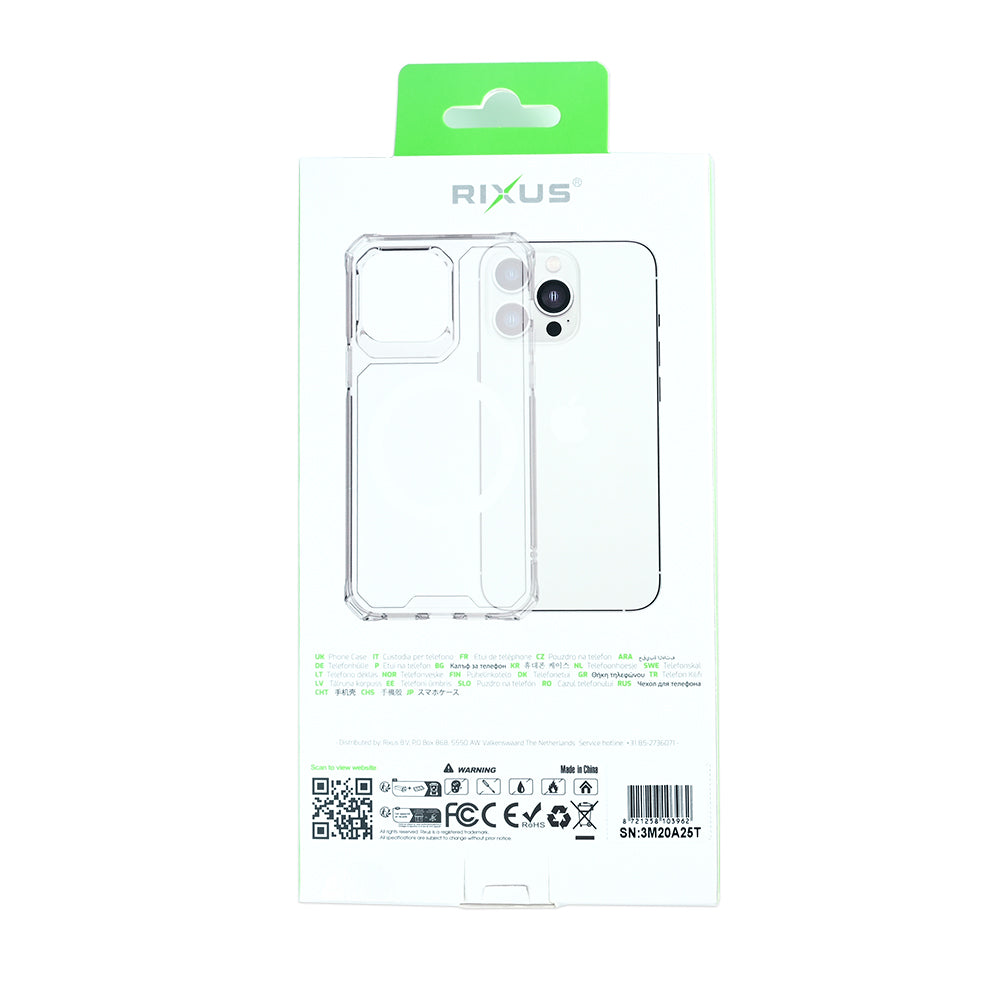 Rixus Armor-X Anti Shock Case With MagSafe Compatible For Apple iPhone 16e, 17e Transparent