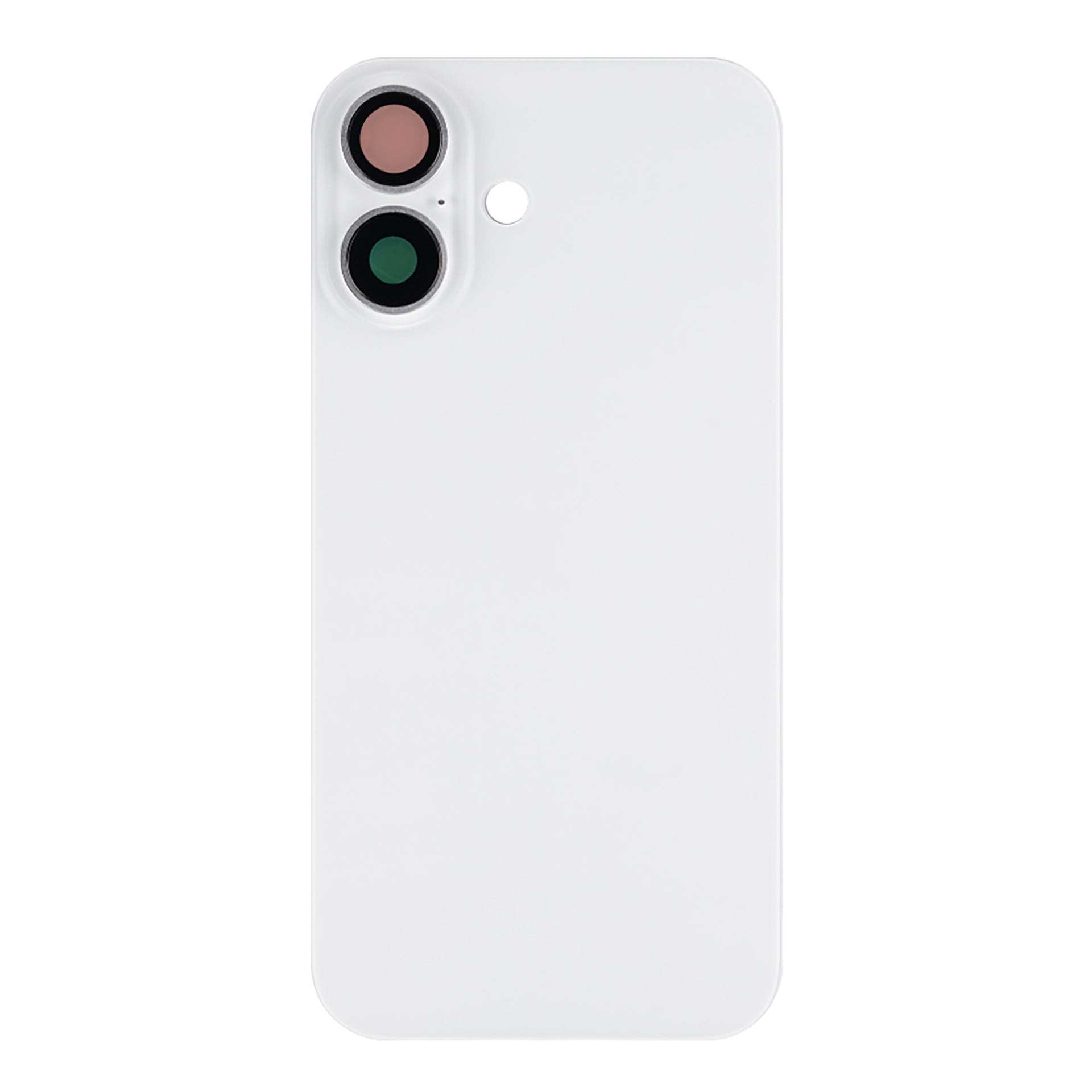 For Apple iPhone 16 Back Glass Without NFC, Enlarged Camera Frame White Compatible