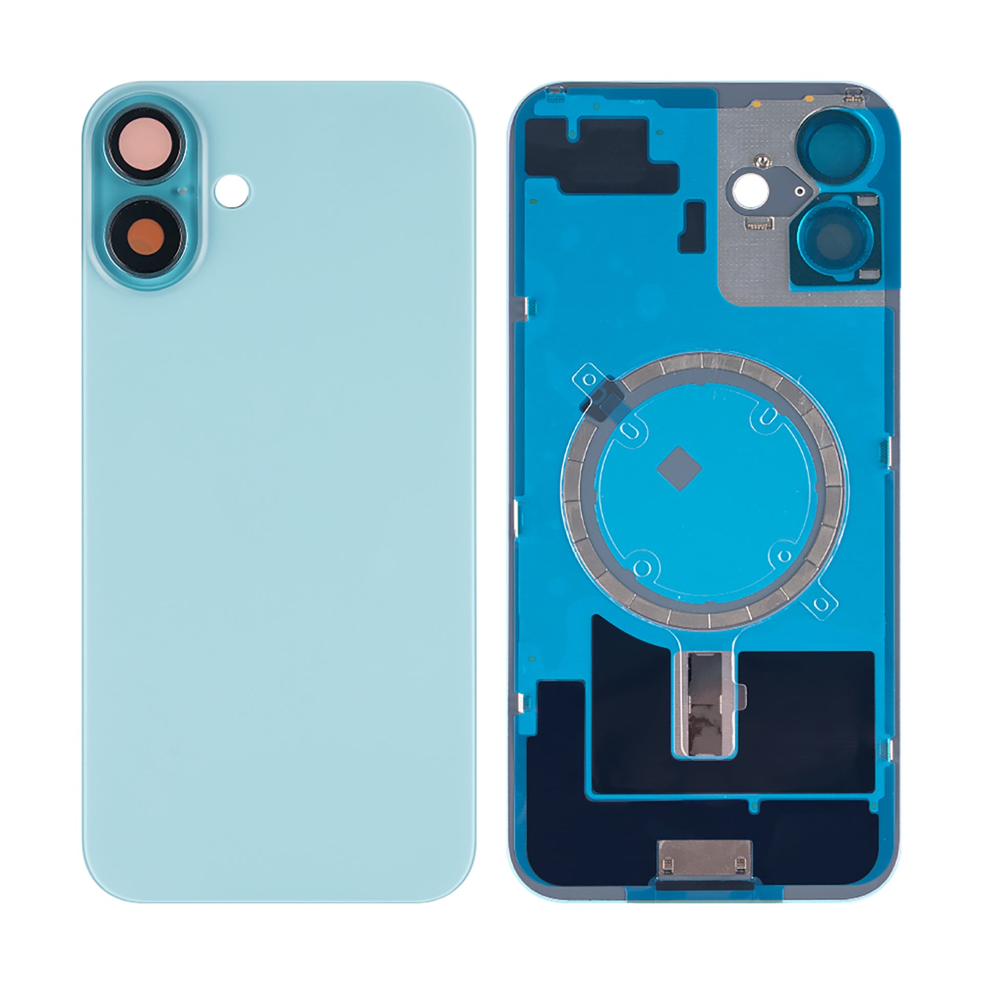 For Apple iPhone 16 Plus Back Glass Without NFC, Enlarged Camera Frame Teal Compatible